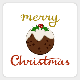 Merry Christmas+Pudding Illustration Magnet